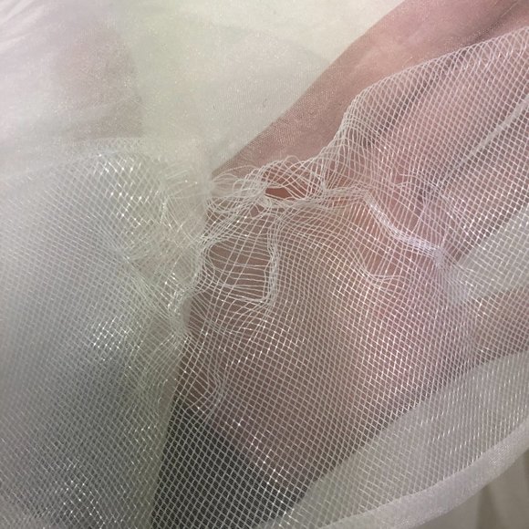 SAMPLE Mon Cheri, New Sheer Bodice Sexy Wedding Dress Ruffle Ballgown - Picture 8 of 9